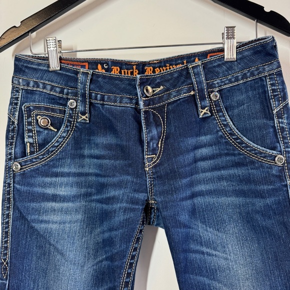 Y2K Rock Revival Adele Skinny Jeans Blue Size 29 Distressed Stretch Denim - Picture 3 of 16